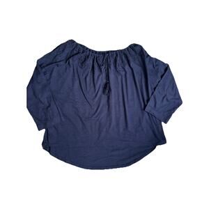 Ann Taylor LOFT Women's Navy Blue Long Sleeve Top Size X-Large Peasant Cotton